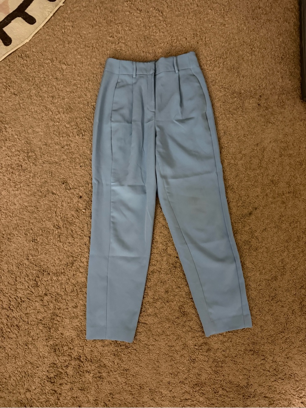 Express Light Blue High-Waist Tapered Dress Pants